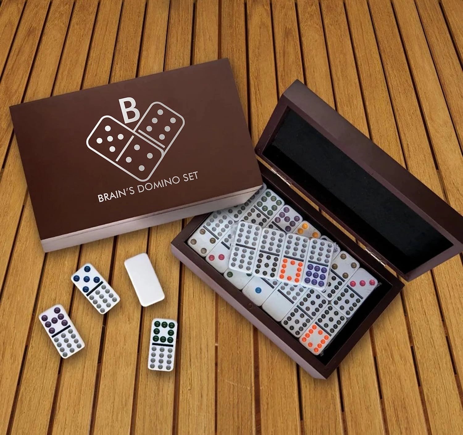 Customized Domino Set with Personalized Engraved Box with Monogram, Custom Gift for Dad Birthday, Retirement, Double 12 Domino Set with 91 Pieces (Premium Domino Set)