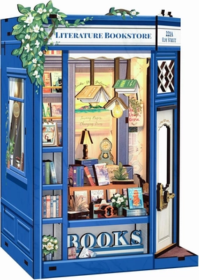 CUTEBEE Book Nook Kit, DIY Miniature House Kits for Adult and Teens, Dollhouse Mini Booknook House Bookshelf, DIY Craft Gifts for Family and Friends（Literature Bookstore）