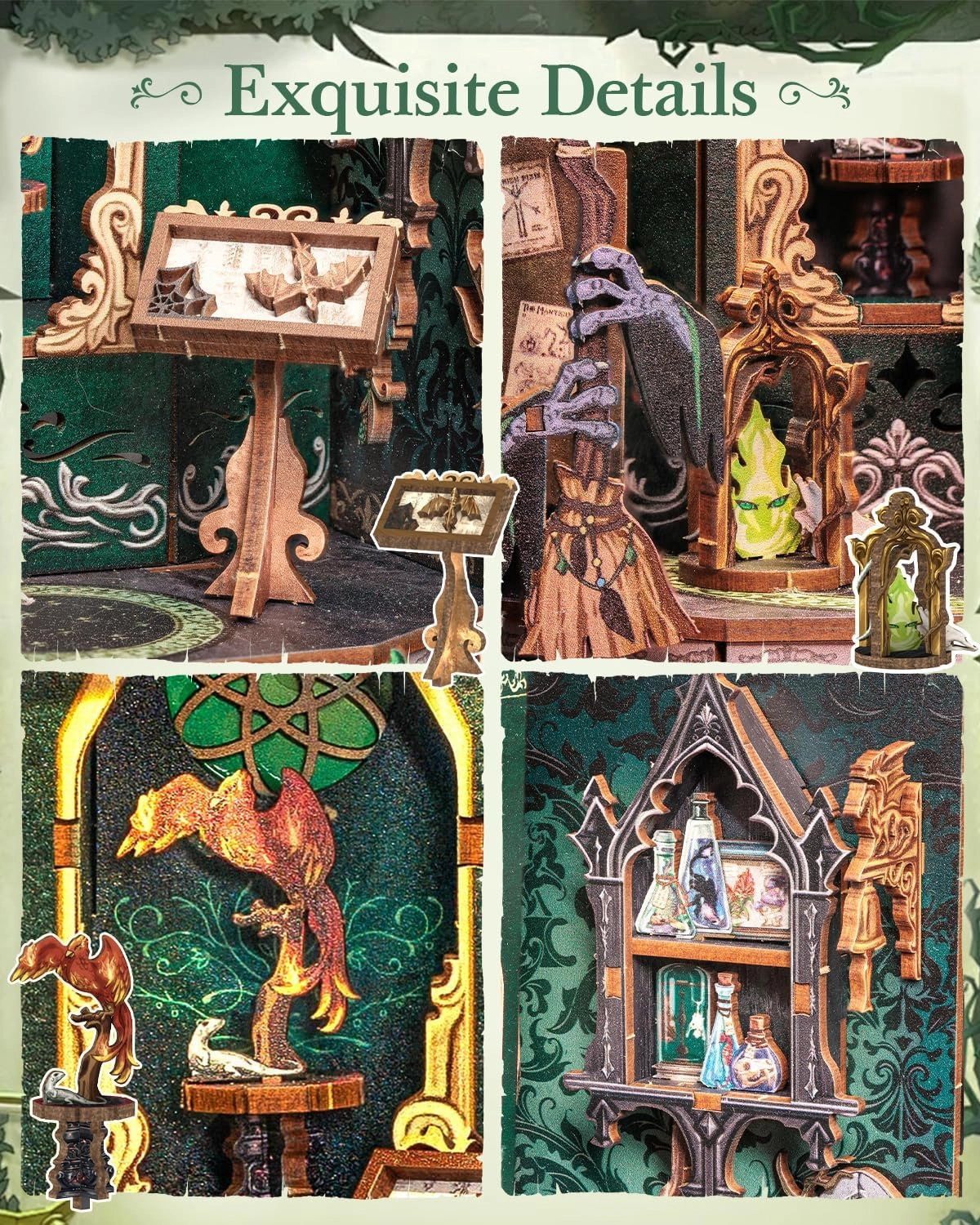 CUTEBEE Book Nook Kit, DIY Miniature House Kits for Adult and Teens, Dollhouse Mini Booknook Magic House Bookshelf, DIY Craft Gifts for Family and Friends（The Darkness Herbarium）
