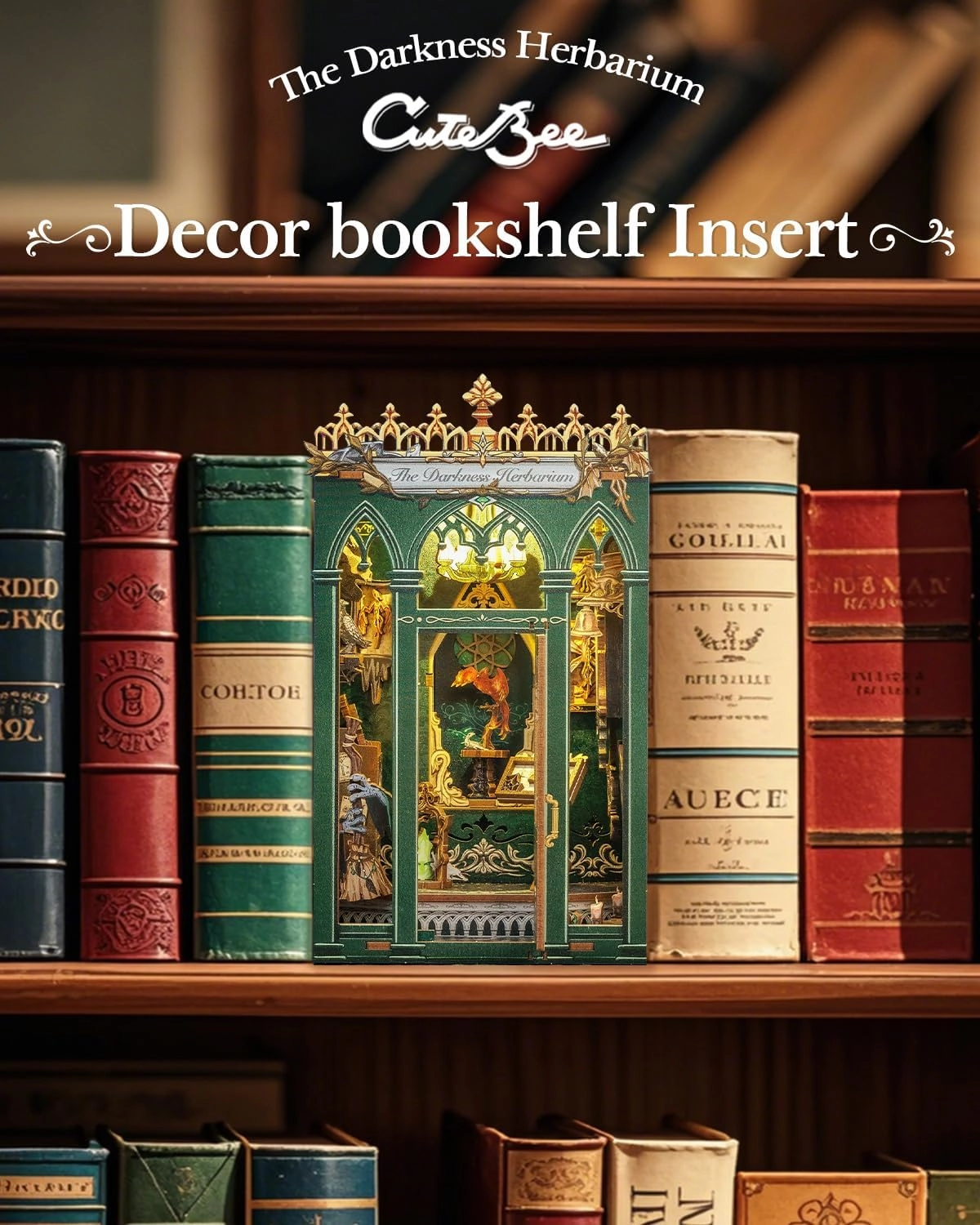 CUTEBEE Book Nook Kit, DIY Miniature House Kits for Adult and Teens, Dollhouse Mini Booknook Magic House Bookshelf, DIY Craft Gifts for Family and Friends（The Darkness Herbarium）