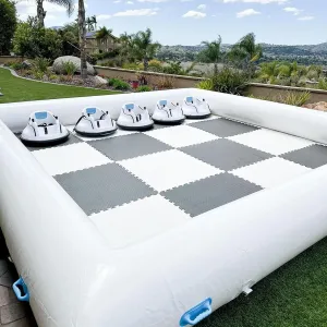 CZGBRO Inflatable Bumper Car Racing Track - Mini Inflatable Race Track with Pump Go Kart Race Pipe Without Bottom(White, 12.5 * 12.5FT)