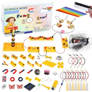 Delinx Science Experiments STEM Kit | Electromagnetism & Circuit Learning Set | Physics Lab Kit with Magnets, Solar Power, Magnetic Levitation | Educational Set for 6 7 8 9 10 12 Years Old Kids