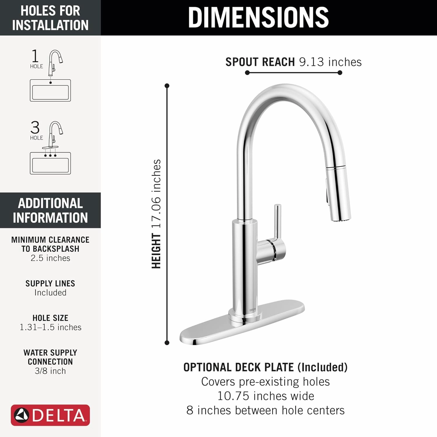 Delta 19867LF Nicoli 1.8 GPM Single Hole Pull Down Kitchen Faucet - Includes Escutcheon - Chrome