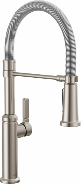 Delta Faucet Rhett Pro Commercial Style Kitchen Faucet with Pull Down Sprayer, Brushed Nickel Spring Kitchen Sink Faucet, Stainless 18829-SS-DST