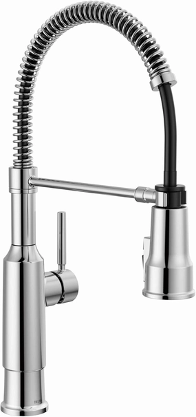 Delta Faucet Theodora Chrome Kitchen Faucet with Pull Down Sprayer, Commercial Style Kitchen Sink Faucet, Faucets for Kitchen Sinks, Single-Handle, Magnetic Docking Spray Head, Chrome 18804Z-DST