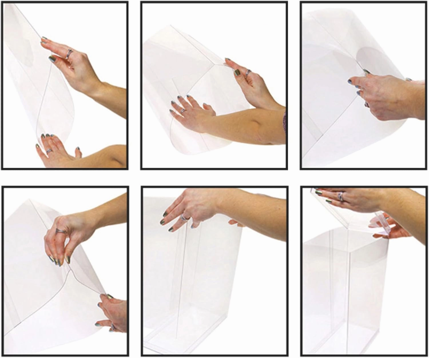 Deluxe Clear Folding Display Case with Acrylic Top and Base for 11-12 inch Dolls or Action Figures, 9.5" W x 5" D x 13" H, Pack of 3