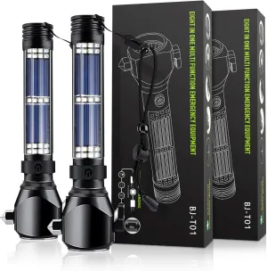 Delxo 2 Pack Tactical Flashlight, Rechargeable Flashlights,Waterproof Handheld Solar Powered Patriot Flashlights with LED Flash Light 2400mAh Battery for Emergency,Camping,Survival Gear,Road Trip