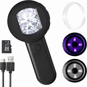 Digital Magnifying Glass, 100X Digital Magnifier with Screen & 8 LED Lights, Kids Handheld Microscope for Jewelers loupe and Coin Collectors (32GB TF Card,Compatible Mac/PC)