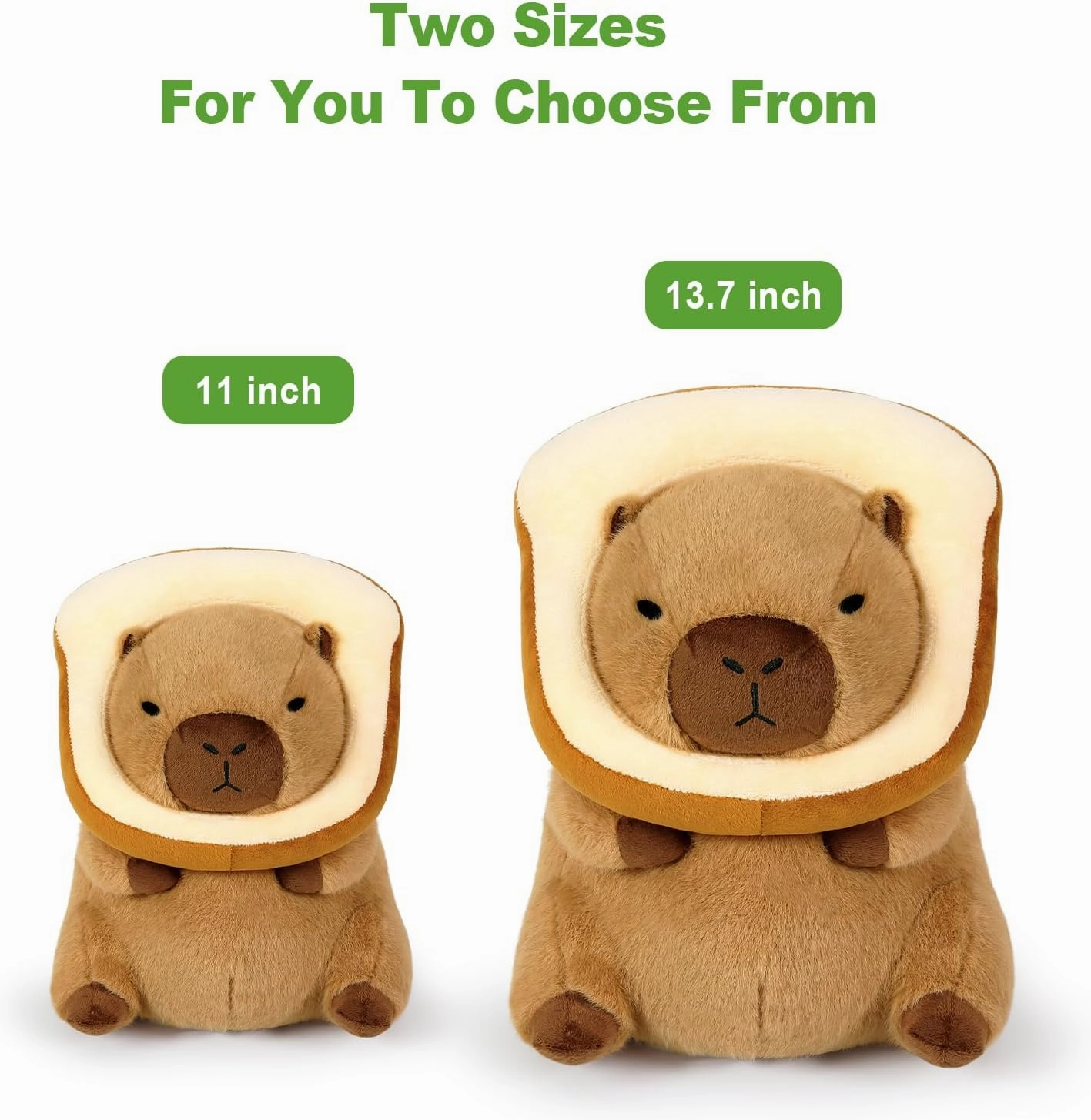 Ditucu Cute Capybara Plush Pillow with Wearable Toast Headgear Stuffed Animal Bread Capibara Plushies Toys Gifts for Kids Brown 11 inch