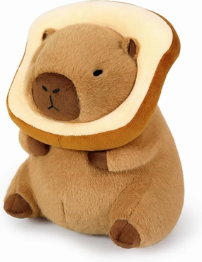 Ditucu Cute Capybara Plush Pillow with Wearable Toast Headgear Stuffed Animal Bread Capibara Plushies Toys Gifts for Kids Brown 11 inch