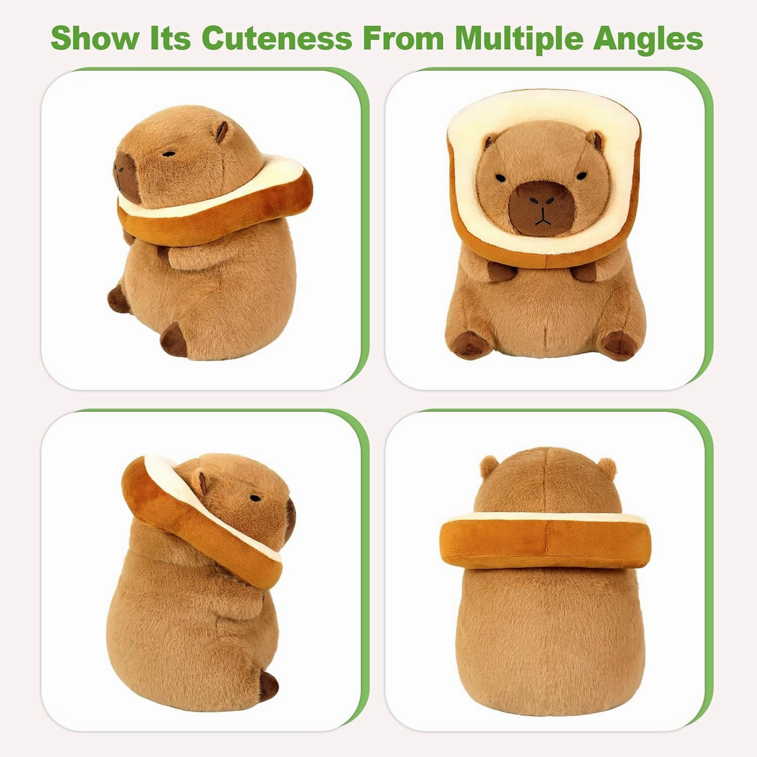 Ditucu Cute Capybara Plush Pillow with Wearable Toast Headgear Stuffed Animal Bread Capibara Plushies Toys Gifts for Kids Brown 11 inch