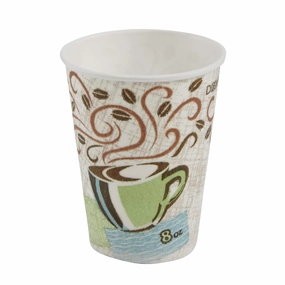 Dixie PerfecTouch 8 oz Paper Coffee Cups By GP PRO, Coffee Haze Design, 1000 Count (50 Disposable Cups Per Sleeve, 20 Sleeves Per Case), 5338CD