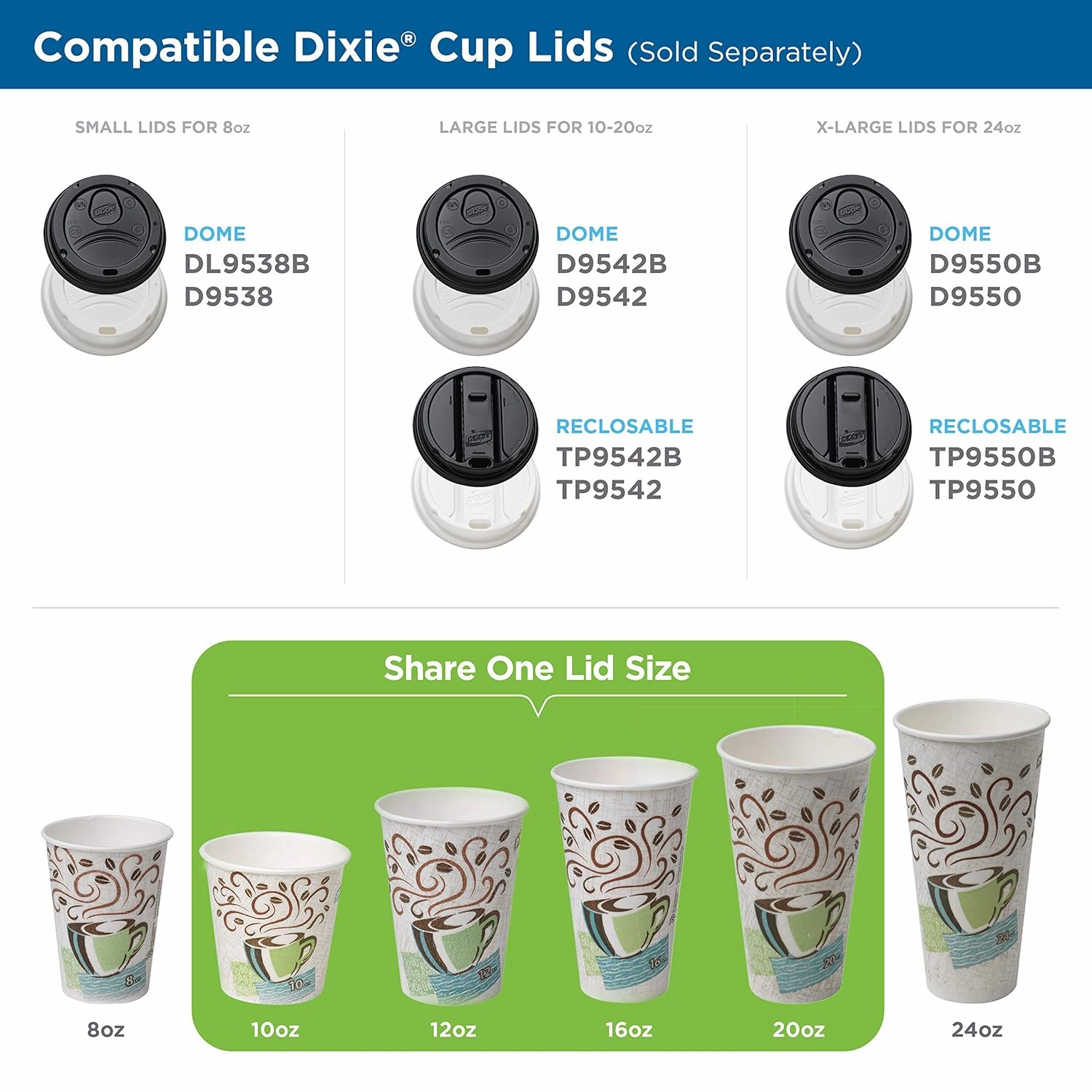 Dixie PerfecTouch 8 oz Paper Coffee Cups By GP PRO, Coffee Haze Design, 1000 Count (50 Disposable Cups Per Sleeve, 20 Sleeves Per Case), 5338CD
