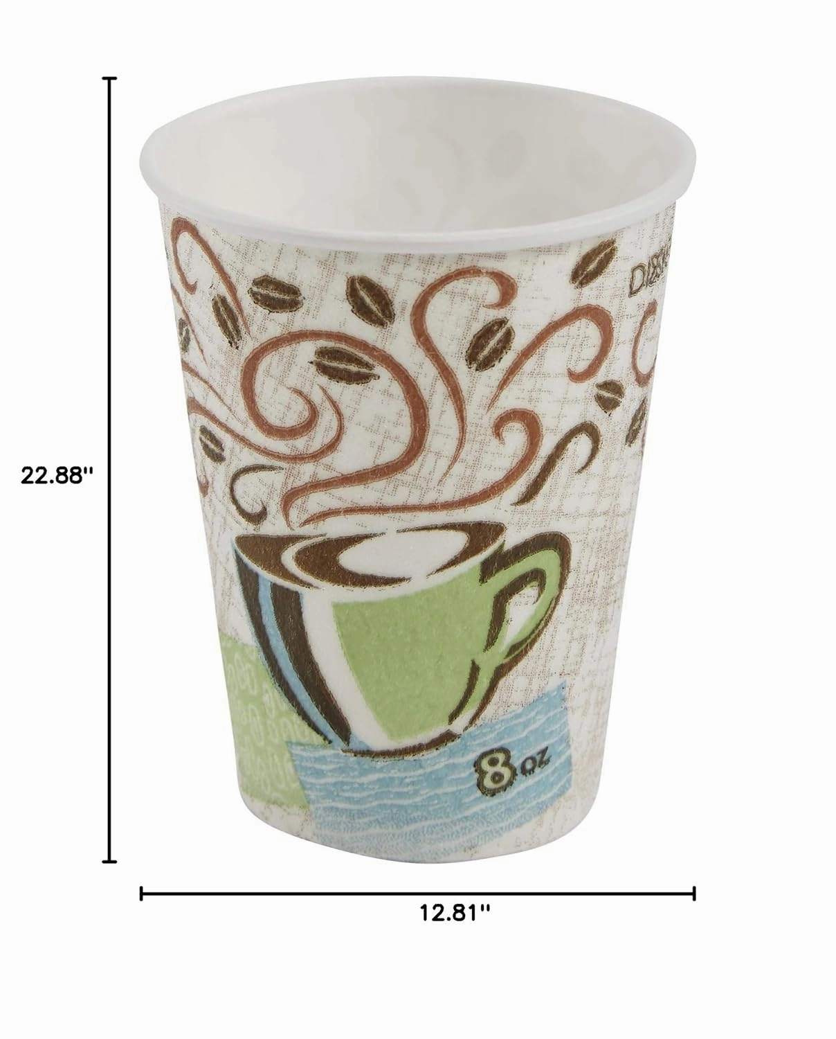 Dixie PerfecTouch 8 oz Paper Coffee Cups By GP PRO, Coffee Haze Design, 1000 Count (50 Disposable Cups Per Sleeve, 20 Sleeves Per Case), 5338CD