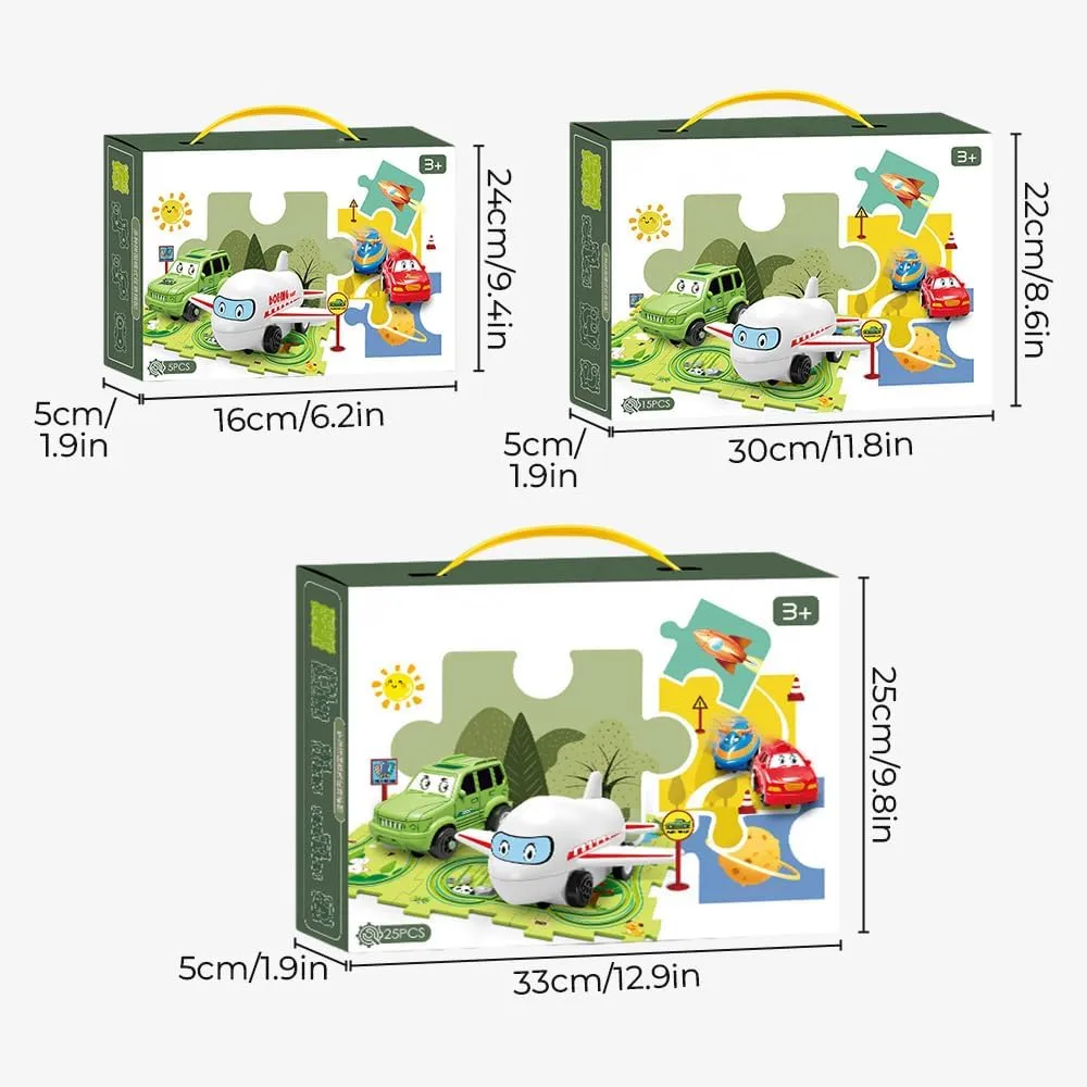DIY Assembling Electric Trolley, Children's Educational Track Car Set, Toddler Puzzle Track Play Set with Vehicles, Rail Car Building Toys Puzzle DIY Electric Train Track for Kids (5PCS, 4 Sets)