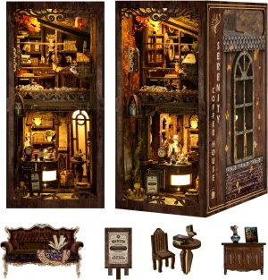 DIY Book Nook Kit for Adults and Teens, DIY Wooden Miniature Tiny House Dollhouse Kit, DIY Miniature House Kit for Bookshelf Decor, 3D Wooden Puzzle Dollhouse, Ideal Gift for Family Friends