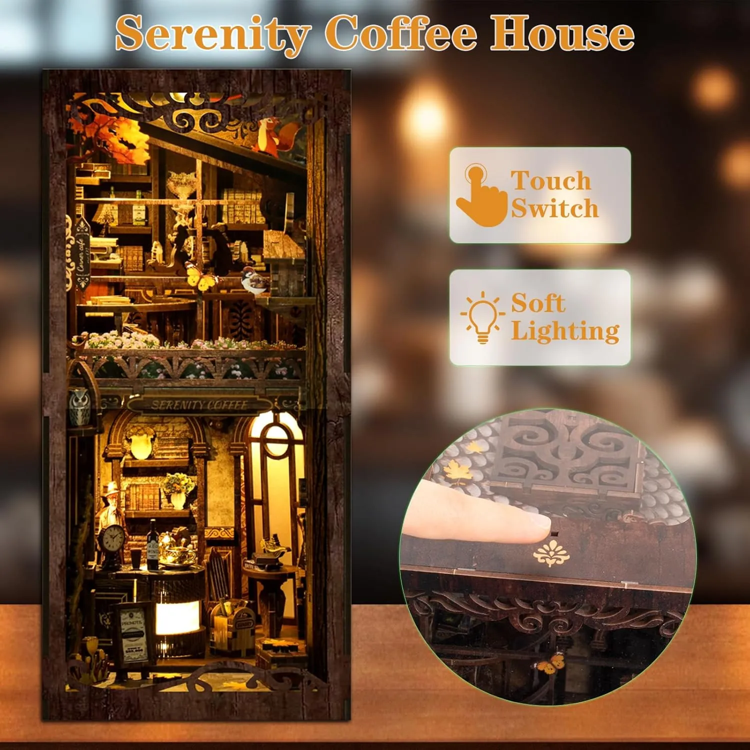DIY Book Nook Kit for Adults and Teens, DIY Wooden Miniature Tiny House Dollhouse Kit, DIY Miniature House Kit for Bookshelf Decor, 3D Wooden Puzzle Dollhouse, Ideal Gift for Family Friends