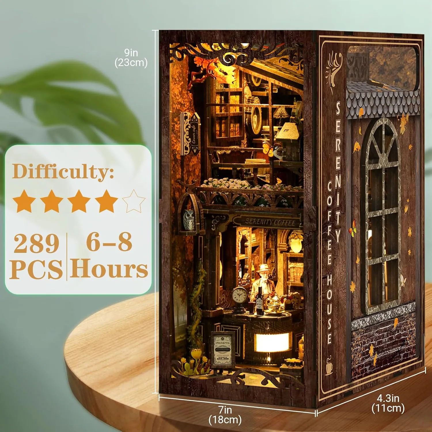DIY Book Nook Kit for Adults and Teens, DIY Wooden Miniature Tiny House Dollhouse Kit, DIY Miniature House Kit for Bookshelf Decor, 3D Wooden Puzzle Dollhouse, Ideal Gift for Family Friends