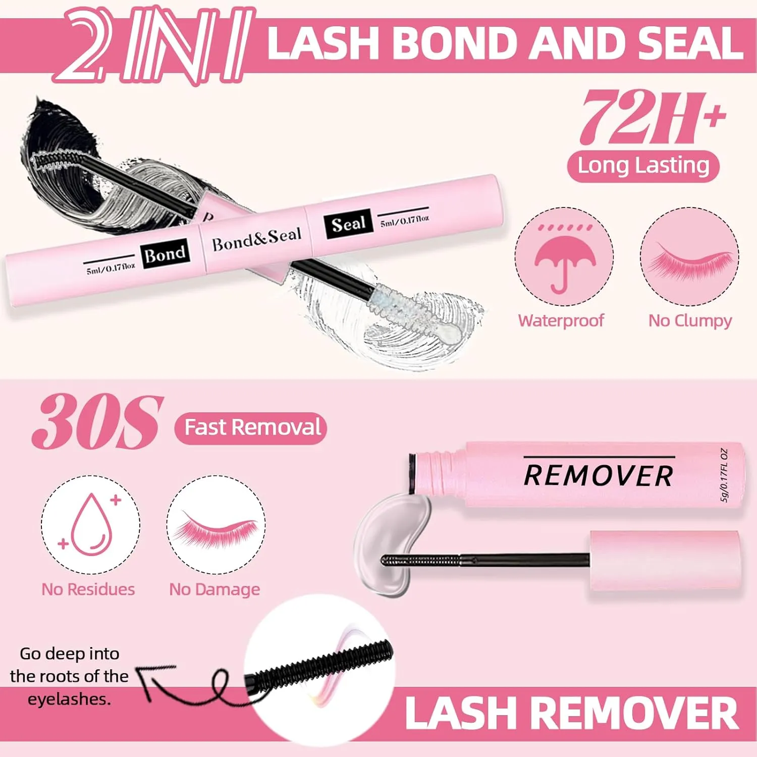 DIY Lash Extension Kit 340Pcs 9-18mm 30 40D Curl Lash with Lash Bond and Seal,Quick Glue Remover Lash Shampoo Cleansing Brush Headband Wristband Tweezers Eyelash Brush Mini Applicator