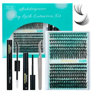 DIY Lash Extensions Kit 30D & 40D D Curl 320pcs, Thin Band lash clusters wispy with Bond, Seal & Pro Tweezers | Lightweight, Reusable, Long-Lasting, Natural-Looking by wffenhefragrance