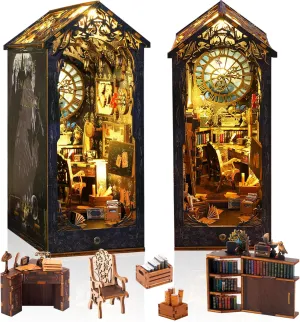 DIY Miniature Book Nook Kit Booknook - 3D Model Wooden Dollhouse Puzzle Toy with LED Light for Adults Teen, Creativity Puzzle Bookend Bookshelf Decor Boy Girls Gifts - Detective Agency