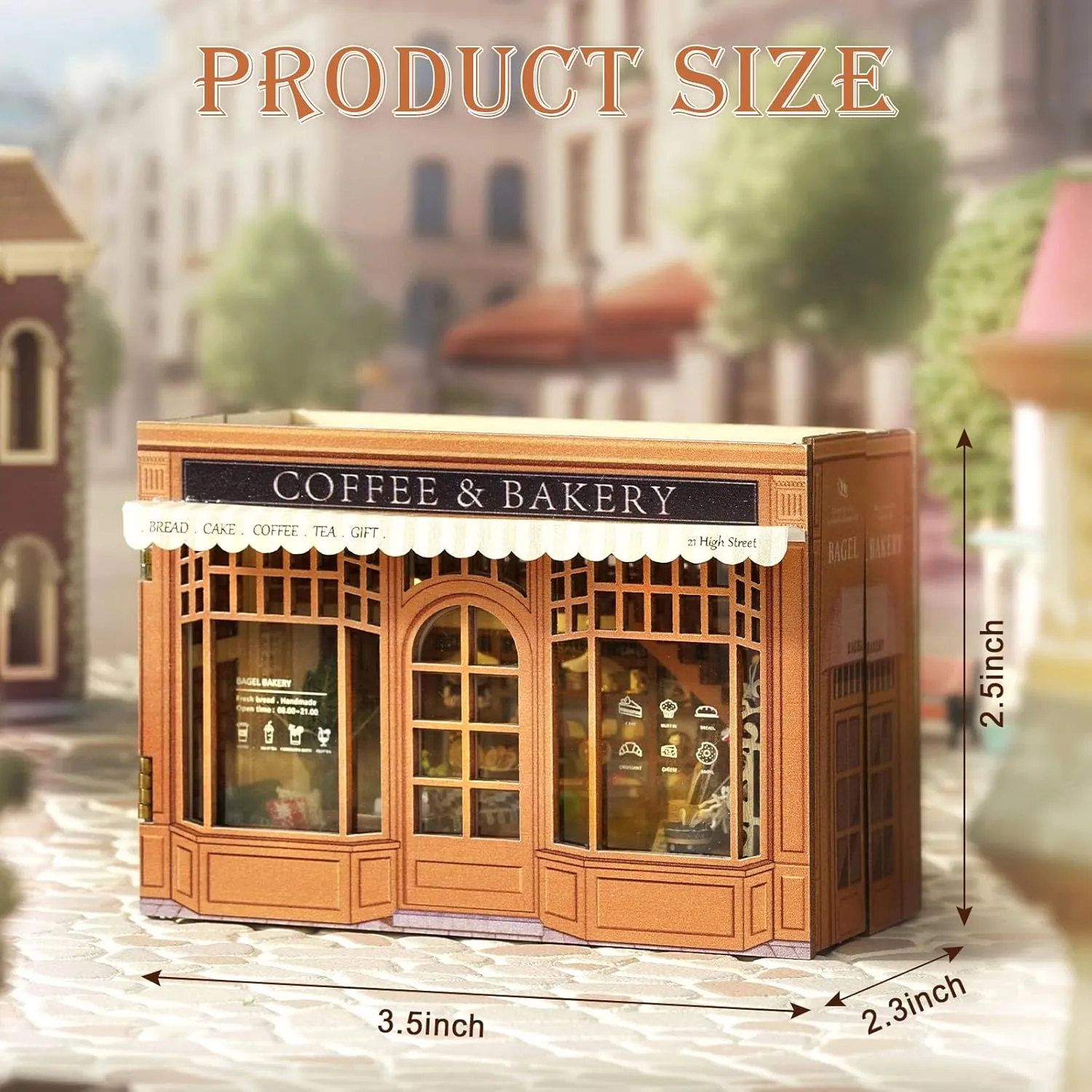 DIY Miniature Dollhouse Kit, Wooden Tiny Doll House Kit with Furniture, Creative Handmade Woodcrafts Toy for Adults, Ideal for Birthday, Christmas, Souvenir Gift, Coffee and Bakery