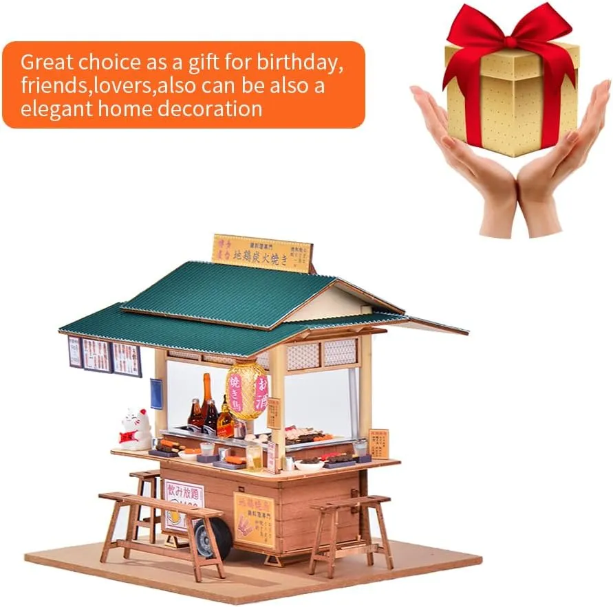 DIY Miniature Dollhouse Kit,Japanese Shop Wooden Dollhouse,Tiny House kit with Furniture and LED Lights Building Model Puzzle Toy for Adult Creative Gifts