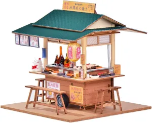 DIY Miniature Dollhouse Kit,Japanese Shop Wooden Dollhouse,Tiny House kit with Furniture and LED Lights Building Model Puzzle Toy for Adult Creative Gifts
