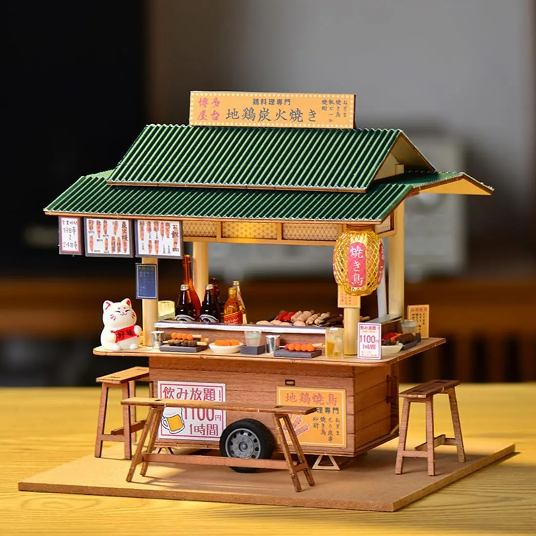 DIY Miniature Dollhouse Kit,Japanese Shop Wooden Dollhouse,Tiny House kit with Furniture and LED Lights Building Model Puzzle Toy for Adult Creative Gifts
