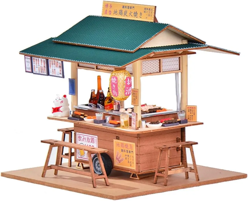 DIY Miniature Dollhouse Kit,Japanese Shop Wooden Dollhouse,Tiny House kit with Furniture and LED Lights Building Model Puzzle Toy for Adult Creative Gifts