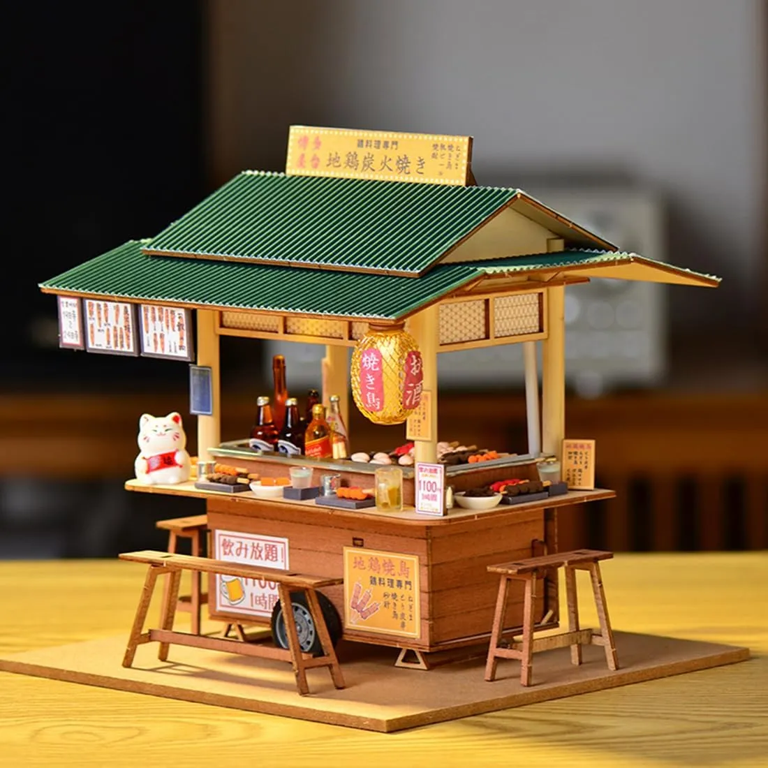 DIY Miniature Dollhouse Kit,Japanese Shop Wooden Dollhouse,Tiny House kit with Furniture and LED Lights Building Model Puzzle Toy for Adult Creative Gifts