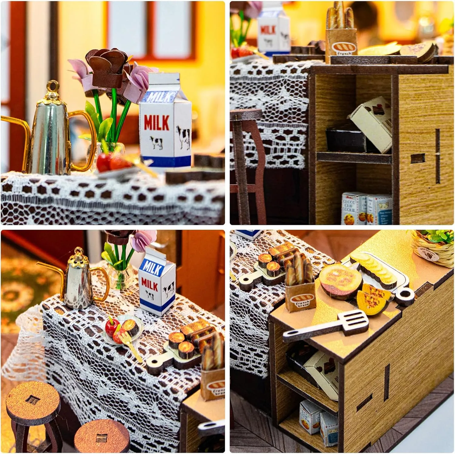 DIY Miniature Dollhouse Kits, Tiny House Kit with Light, Doll House Kits for Adults to Building, Unique Gift for Birthday Christmas Day, Kitchen