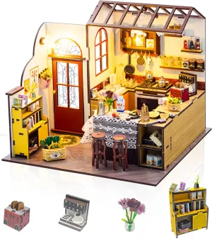 DIY Miniature Dollhouse Kits, Tiny House Kit with Light, Doll House Kits for Adults to Building, Unique Gift for Birthday Christmas Day, Kitchen