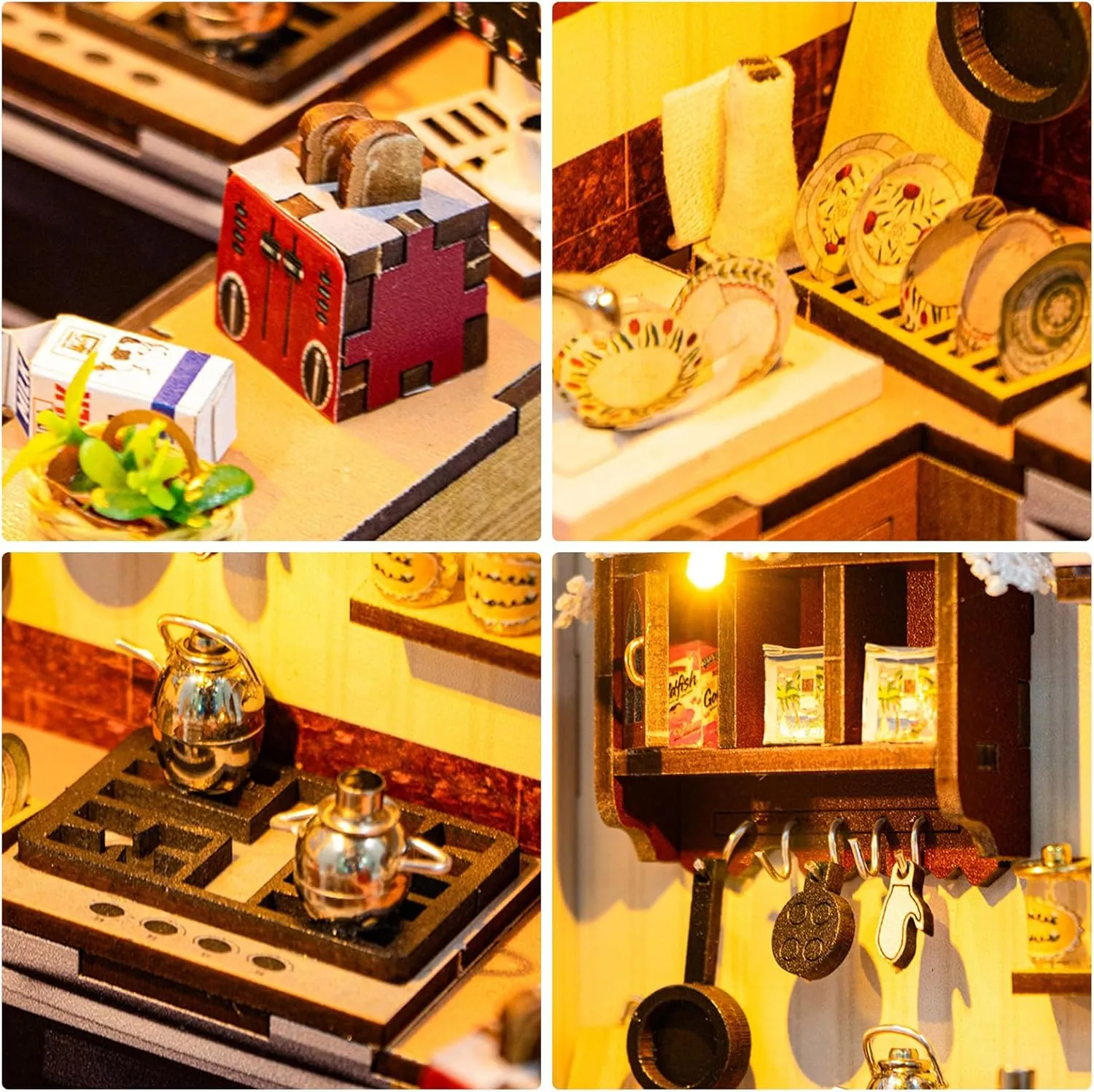 DIY Miniature Dollhouse Kits, Tiny House Kit with Light, Doll House Kits for Adults to Building, Unique Gift for Birthday Christmas Day, Kitchen