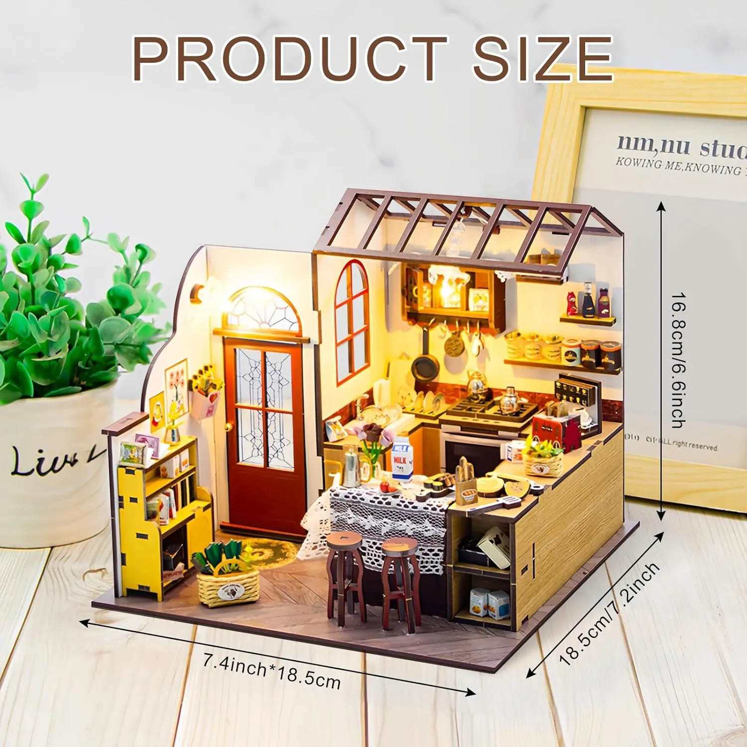 DIY Miniature Dollhouse Kits, Tiny House Kit with Light, Doll House Kits for Adults to Building, Unique Gift for Birthday Christmas Day, Kitchen