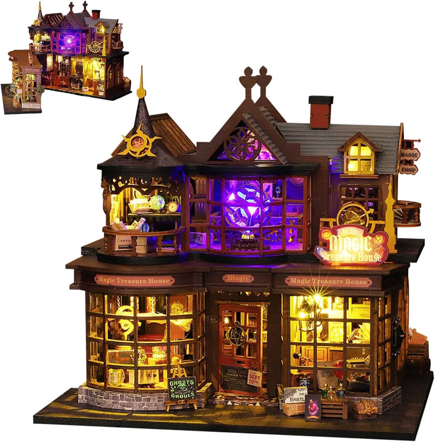 DIY Miniature House Kit, Tiny Home Kit with Open-able Door, DIY Wooden Dollhouse Kit Mini House Building Kit for Adults Teens, Creative Crafts Book Nook Magic Model Kit