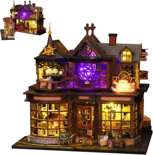 DIY Miniature House Kit, Tiny Home Kit with Open-able Door, DIY Wooden Dollhouse Kit Mini House Building Kit for Adults Teens, Creative Crafts Book Nook Magic Model Kit