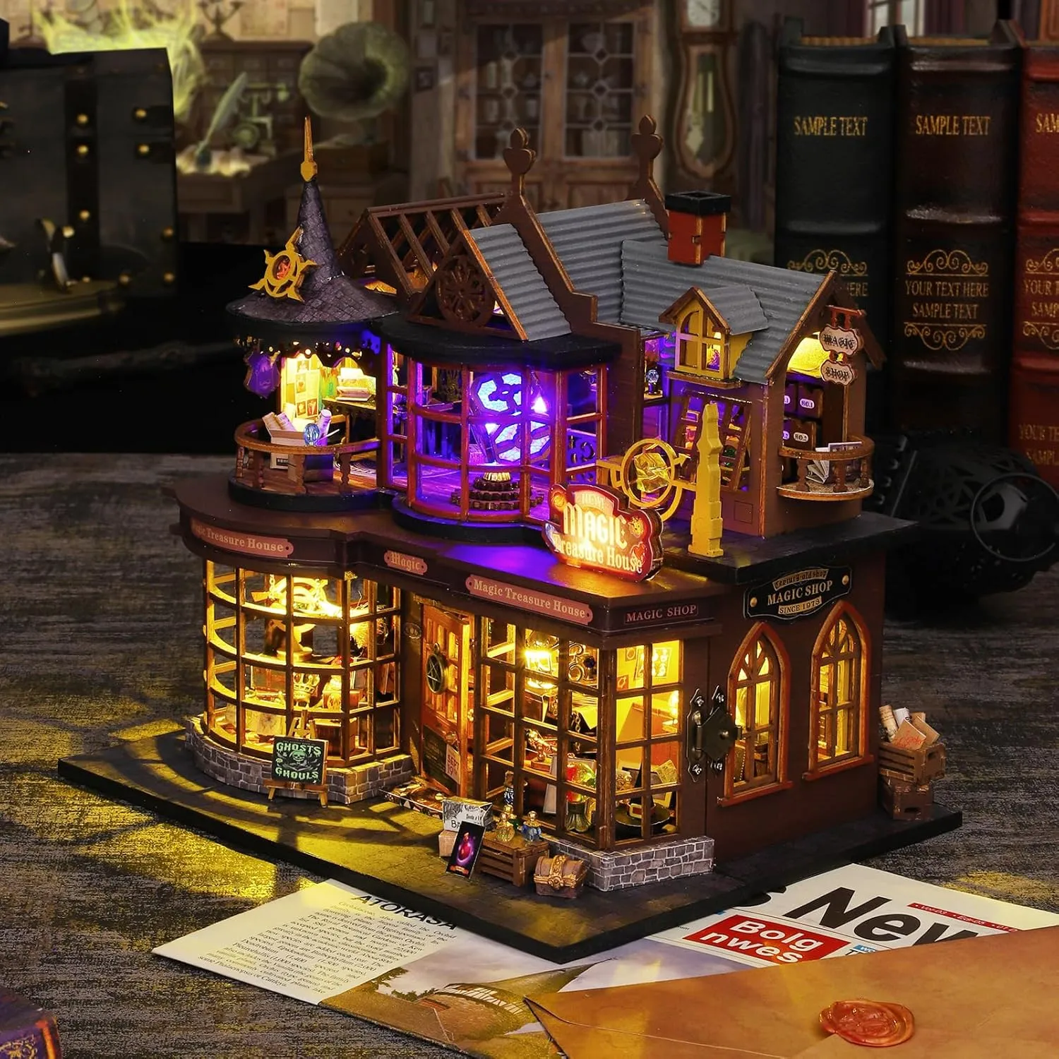 DIY Miniature House Kit Tiny House Model Kit with Open-able Door, DIY Wooden Dollhouse Miniature Kit for Adults Teens, Creative Crafts Book Nook Magic Model Kits, Home Decor