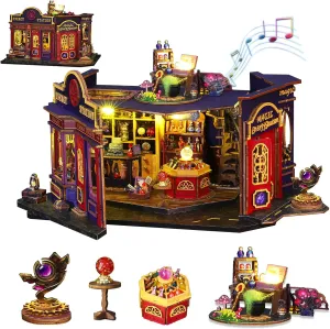 DIY Miniature House Kit with Open-able Door: Mini Wooden Dollhouse Miniature Kit with LED Light, Plustopoy Magic Tiny Model Mini House Building Kit for Adults Teens - Creative Crafts Gift, Home Decor