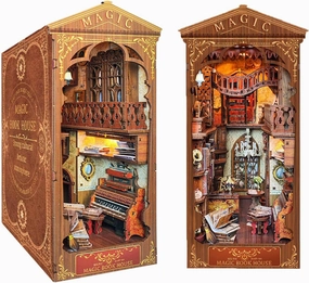 DIY Book Nook Kit,Rotkeym DIY Miniature Dollhouse Booknook Bookshelf Insert Decor Alley, Bookends Model Build-Creativity Kit (SQ-06)