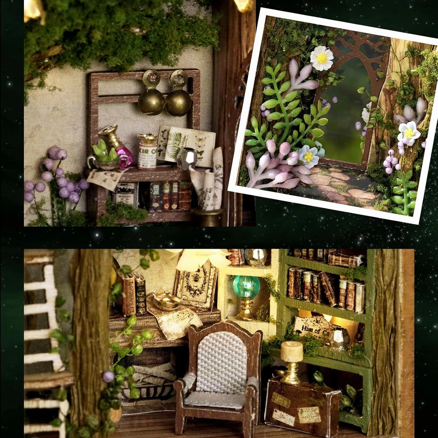DIY Miniature Dollhouse Kit, Wooden Tiny Doll House Kit with Furniture, Creative Handmade Woodcrafts Toy for Adults, Ideal for Birthday, Christmas, Souvenir Gift, Forest Wonderland