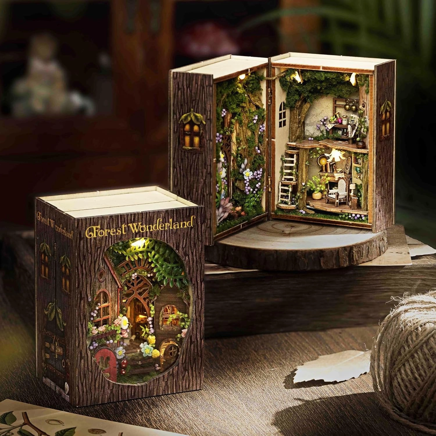 DIY Miniature Dollhouse Kit, Wooden Tiny Doll House Kit with Furniture, Creative Handmade Woodcrafts Toy for Adults, Ideal for Birthday, Christmas, Souvenir Gift, Forest Wonderland
