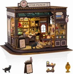 DIY Miniature Dollhouse Kits, Tiny House Kit with Light, Doll House Kits for Adults to Building, Unique Gift for Birthday Christmas Day, Cakehouse