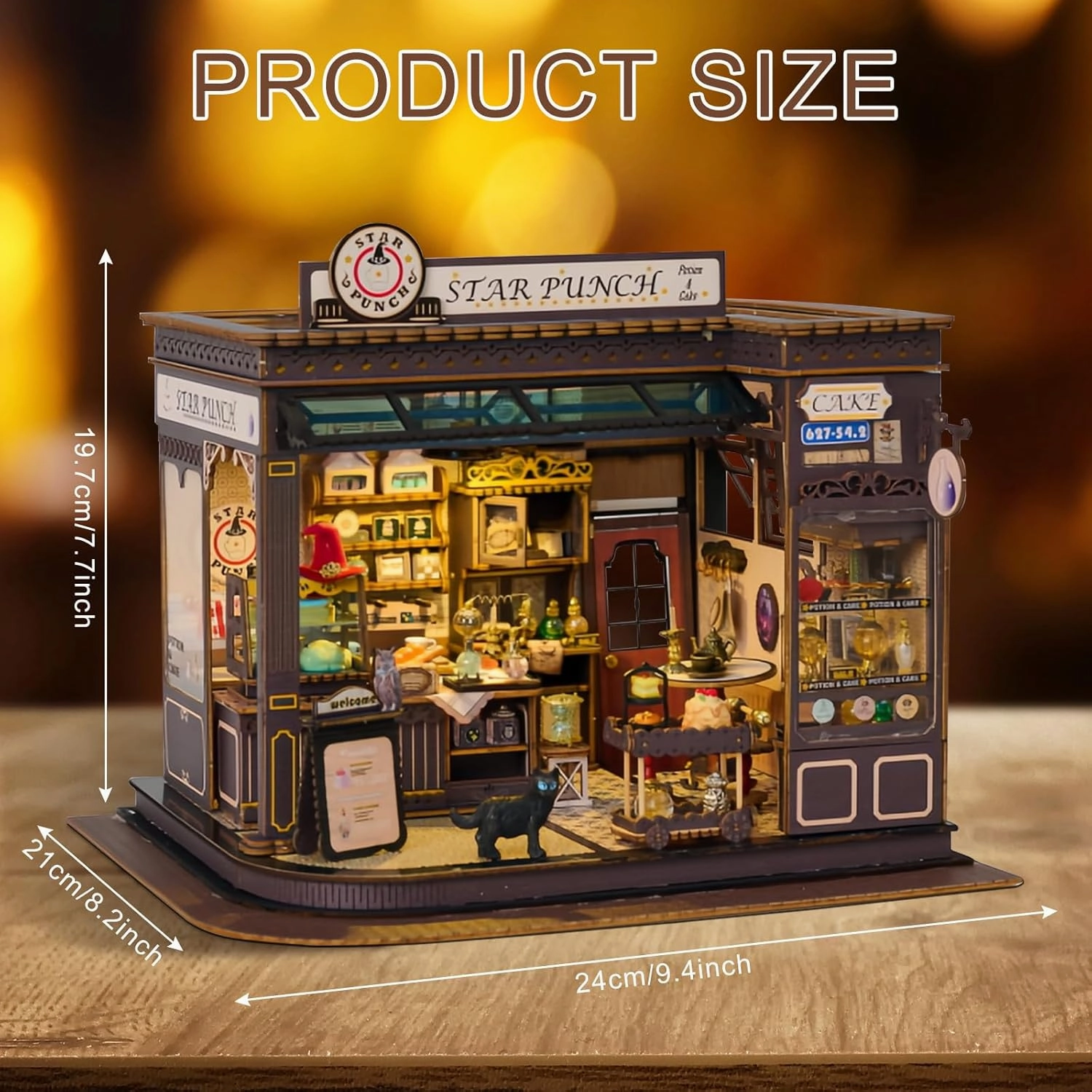 DIY Miniature Dollhouse Kits, Tiny House Kit with Light, Doll House Kits for Adults to Building, Unique Gift for Birthday Christmas Day, Cakehouse