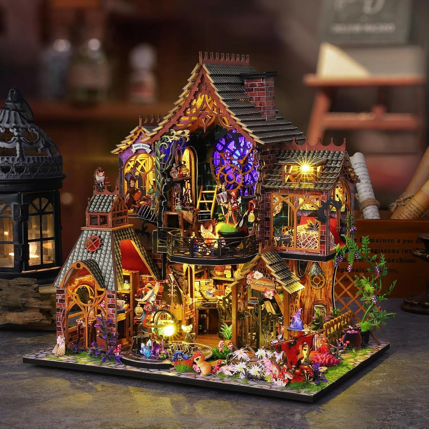 DIY Miniature House Kit,Tiny House Model Kit Dollhouse with Light & Tools, DIY Wooden Dollhouse Miniature Kit for Adults and Teens, Creative Craft Magic House Kit, Home Decor(Magic Spirit)