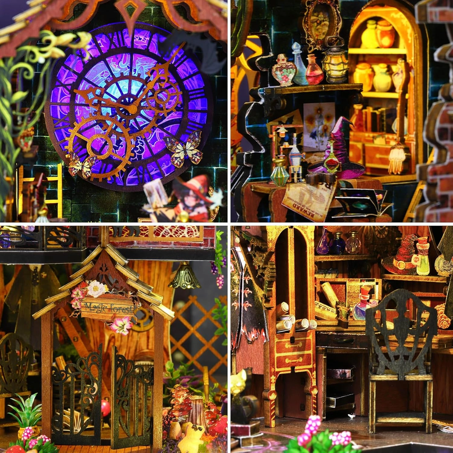 DIY Miniature House Kit,Tiny House Model Kit Dollhouse with Light & Tools, DIY Wooden Dollhouse Miniature Kit for Adults and Teens, Creative Craft Magic House Kit, Home Decor(Magic Spirit)