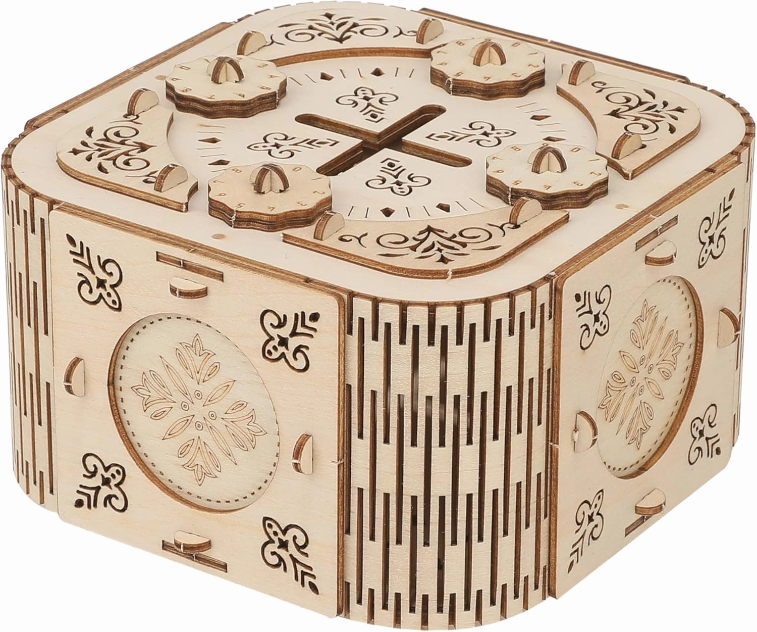 DIY Wooden Puzzle Treasure Box Kit - 3D Mechanical Model Craft with Secret Compartment and Combination Lock - Unique Gift and Brain Teaser for Adults and Kids