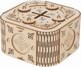 DIY Wooden Puzzle Treasure Box Kit - 3D Mechanical Model Craft with Secret Compartment and Combination Lock - Unique Gift and Brain Teaser for Adults and Kids