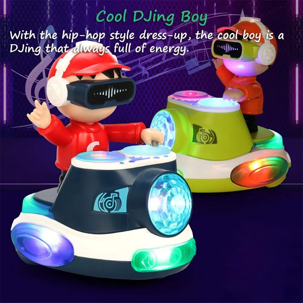 DJ Dancing Toy, DJ Musical Toy for Toddlers Scratch DJing Boy Dancing with Dynamic Music and Colorful Lights (Green)