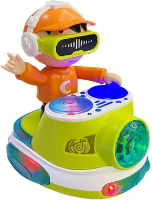 DJ Dancing Toy, DJ Musical Toy for Toddlers Scratch DJing Boy Dancing with Dynamic Music and Colorful Lights (Green)